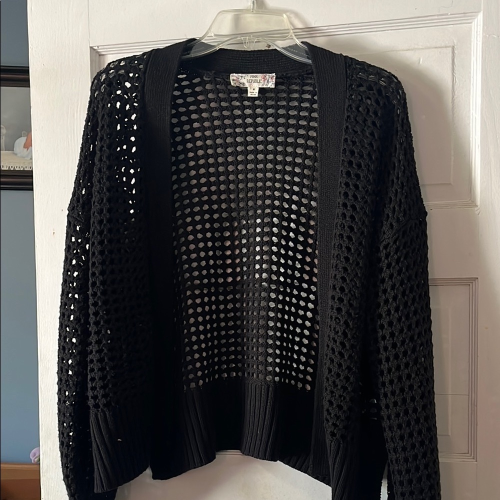 Black Open-Knit Women's Sweater- Pink Republic brand